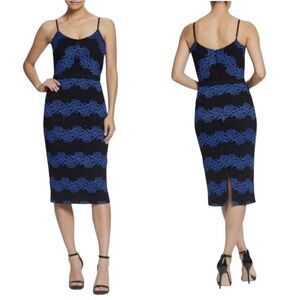 Dress The Population Whitney Lace Bodycon Medium Cobalt Blue Black Formal Sexy